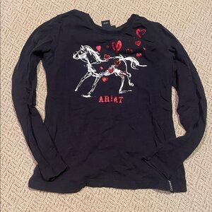 Ariat Kids' Black and Red Horse Graphic Long Sleeve Tee